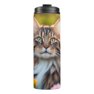 Illustration of Maine coon cat illustrated Thermal Tumbler