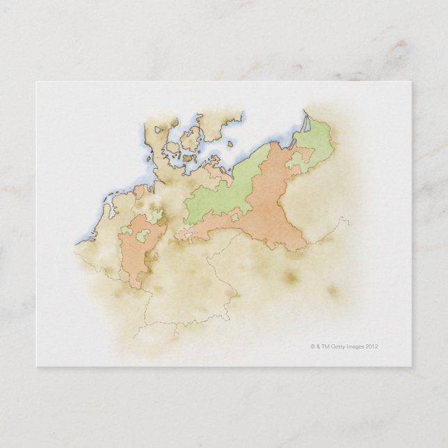 Illustration of map of Germany Postcard (Front)