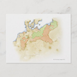 Illustration of map of Germany Postcard