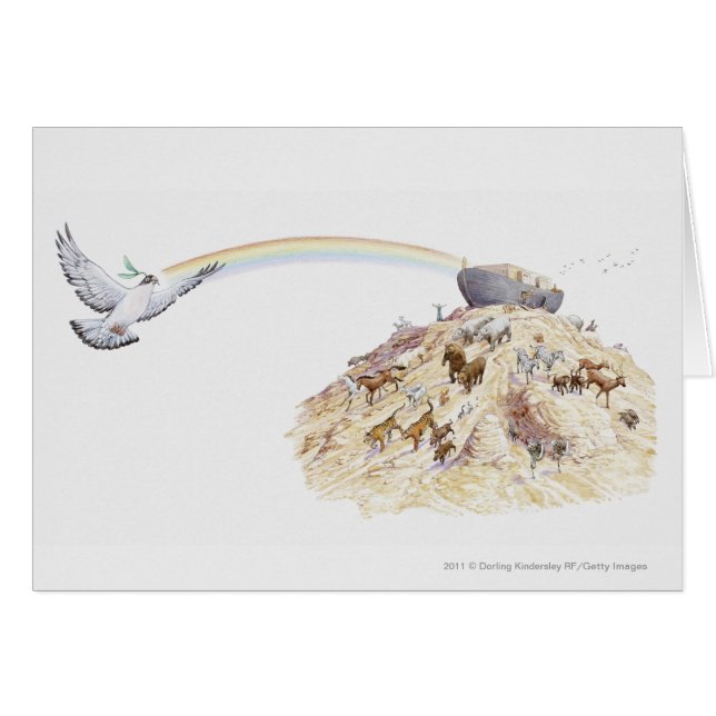 Illustration of Noah's ark with animals leaving (Front Horizontal)