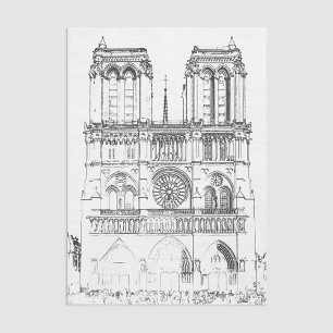 Illustration of Notre Dame de Paris Tissue Paper