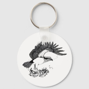 Illustration of Osprey on button keyring