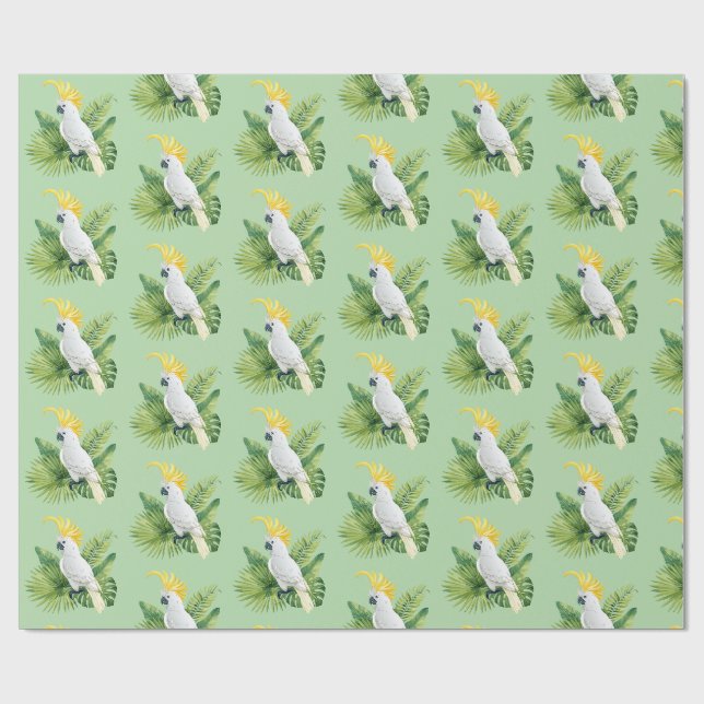 Illustration of parrot cockatoo wrapping paper (Flat)