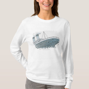 Illustration of passenger falling from the Titanic T-Shirt