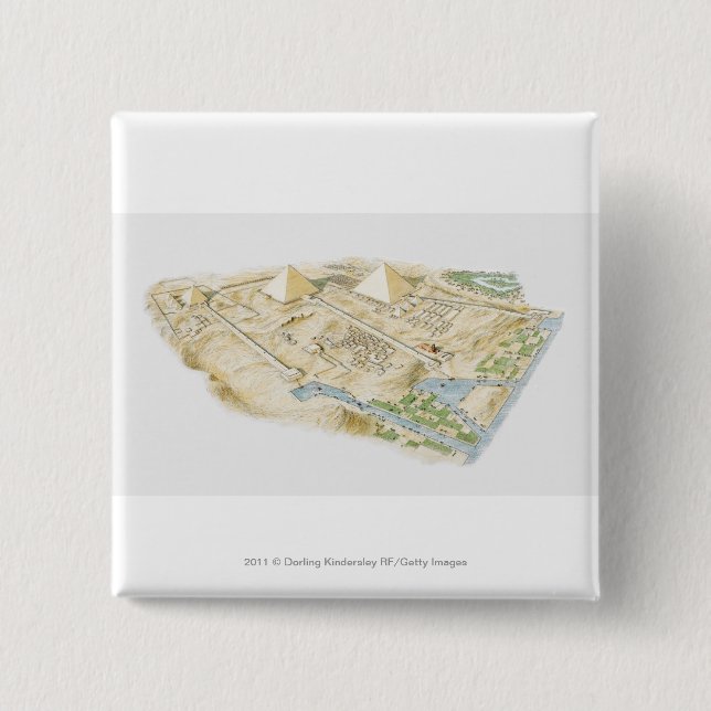 Illustration of Pyramids of Giza 15 Cm Square Badge (Front)