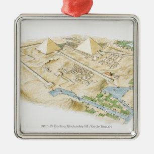 Illustration of Pyramids of Giza Metal Tree Decoration