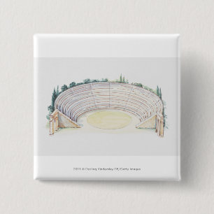 Illustration of Roman amphitheatre 15 Cm Square Badge