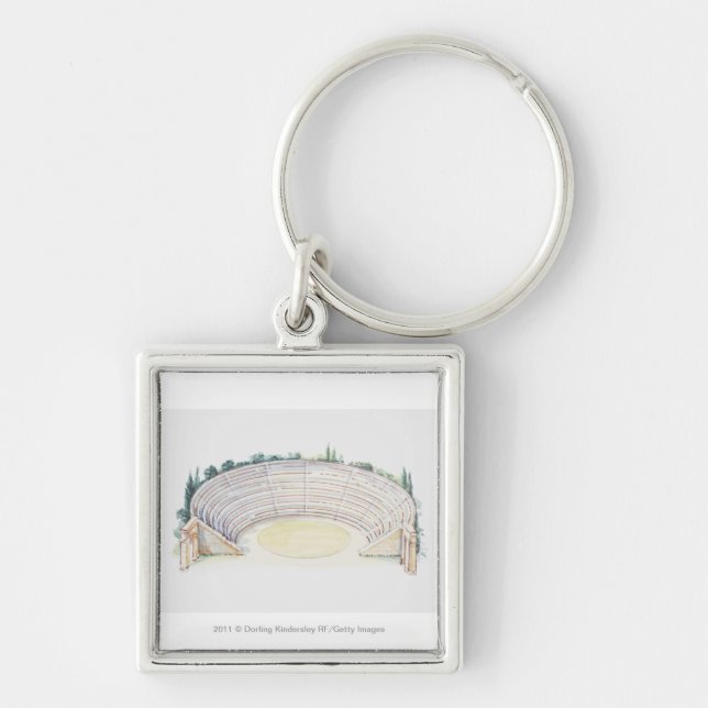 Illustration of Roman amphitheatre Key Ring (Front)