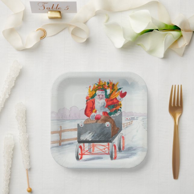 Illustration of Santa Clause Holiday   Paper Plate (Wedding)