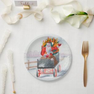 Illustration of Santa Clause Holiday   Paper Plate