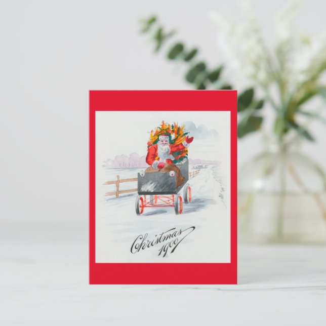 Illustration of Santa Clause Holiday Postcard (Standing Front)