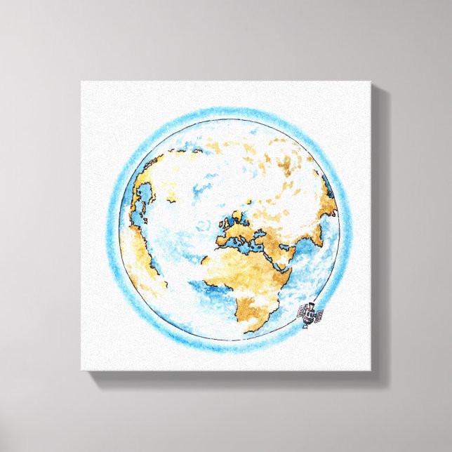 Illustration of satellite orbiting the Earth Canvas Print (Front)