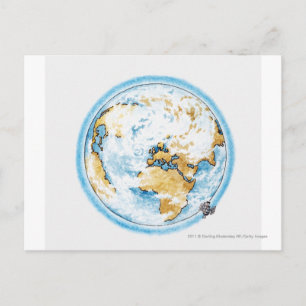 Illustration of satellite orbiting the Earth Postcard