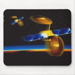 Illustration of satellites over Earth's horizon Mouse Pad