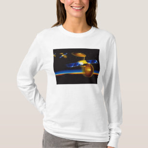 Illustration of satellites over Earth's horizon T-Shirt