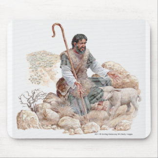 Illustration of shepherd finding his lost sheep mouse pad