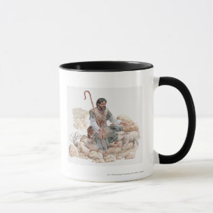 Illustration of shepherd finding his lost sheep mug