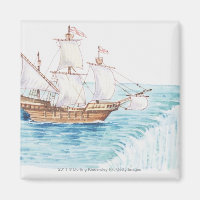 Illustration of ship approaching edge of waterfall