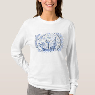 Illustration of ship on 16th century Iznik plate T-Shirt