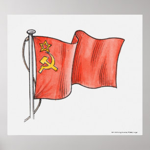 Illustration of Soviet flag Poster