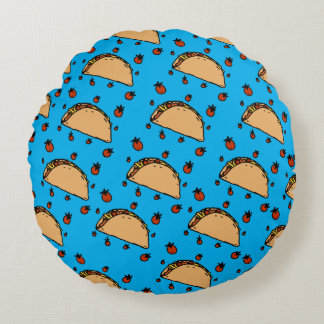 Illustration of tacos round cushion