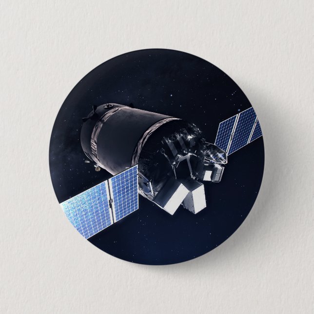Illustration Of The Dragon Xl Spacecraft. 6 Cm Round Badge (Front)