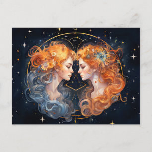 Illustration of the Gemini Zodiac Sign Postcard