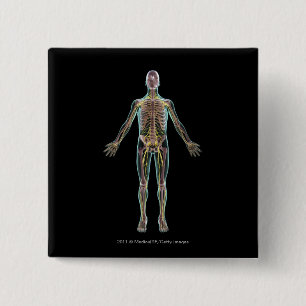 Illustration of the nervous system 15 cm square badge