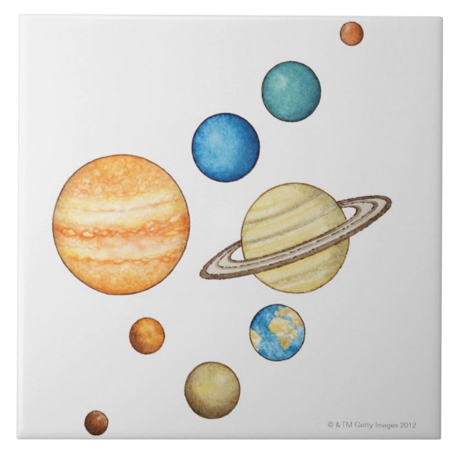 Illustration of the planets of the solar system tile (Front)