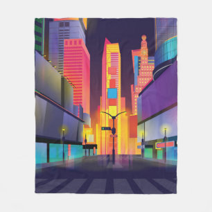 illustration of Times Square, New York Fleece Blanket