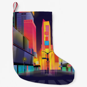 illustration of Times Square, New York Small Christmas Stocking