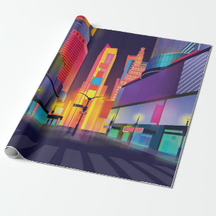 illustration of Times Square, New York Wrapping Paper