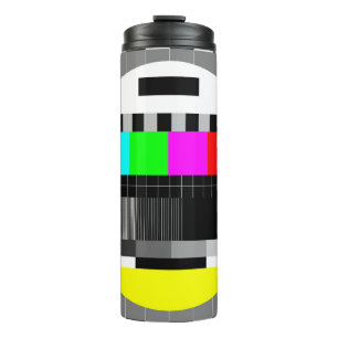 illustration of tv no signal back in retro style.  thermal tumbler