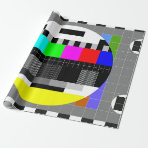 illustration of tv no signal back in retro style.  wrapping paper