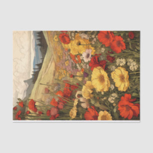 Illustration of Valley Semi-Abstract Wildflowers Tissue Paper