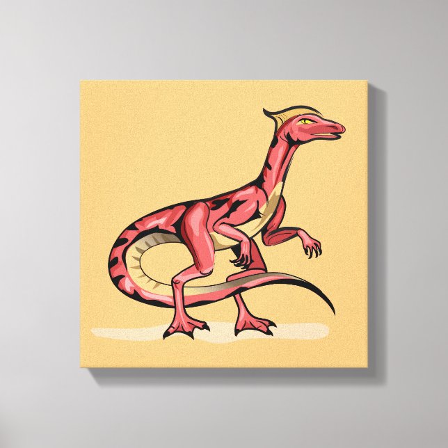 Illustration Of Velociraptor. Canvas Print (Front)