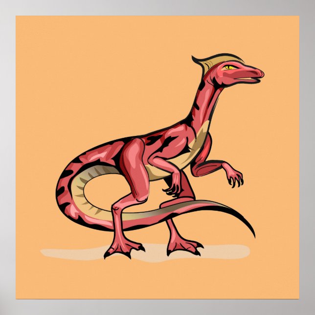 Illustration Of Velociraptor. Poster (Front)