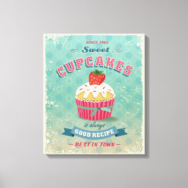 Illustration of vintage cupcakes sign (Front)