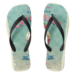 Illustration of vintage cupcakes sign jandals