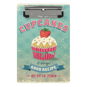 Illustration of vintage cupcakes sign mini clipboard