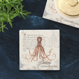 Illustration of Vintage Octopus 🐙 Stone Coaster
