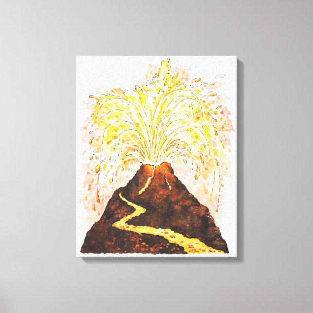 Illustration of volcano erupting canvas print (Front)