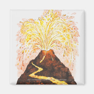 Illustration of volcano erupting magnet
