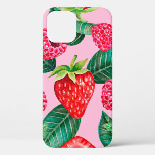 Illustration of watercolor hand drawn pattern with iPhone 12 case