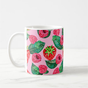 Illustration of watercolor hand drawn pattern with coffee mug