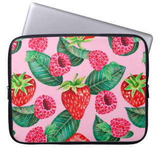 Illustration of watercolor hand drawn pattern with laptop sleeve