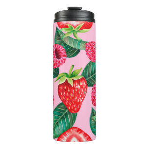 Illustration of watercolor hand drawn pattern with thermal tumbler