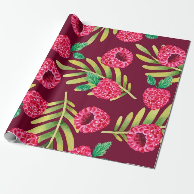 Illustration of watercolor hand drawn pattern with wrapping paper (Unrolled)