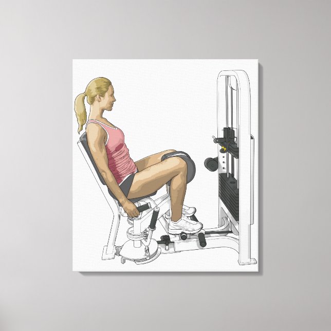 Illustration of woman using hip abductor canvas print (Front)