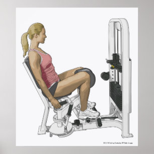 Illustration of woman using hip abductor poster